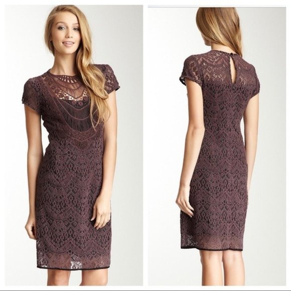 Nanette Lepore Dresses & Skirts - Nanette Lepore Have A Fling Crochet Dress Brown 10
